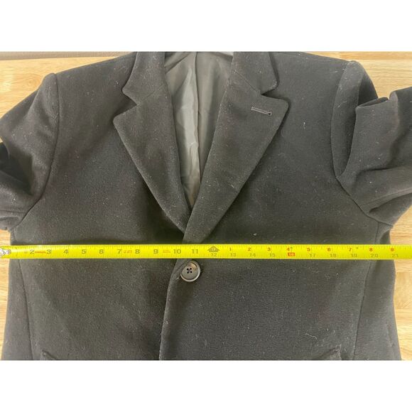 Michael Kors Men's Size 36R Black Wool Blend Button Front Overcoat - Picture 8 of 9